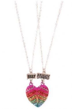 COLLIER À PARTAGER 2 PIÈCES - COEUR ARC-EN-CIEL POUR MEILLEURES AMIES